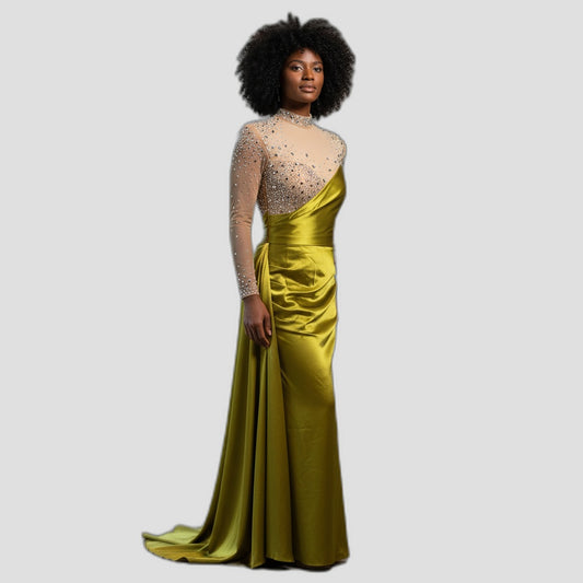 Luminous Lime Elegance Gown: Shine On, Show Off!