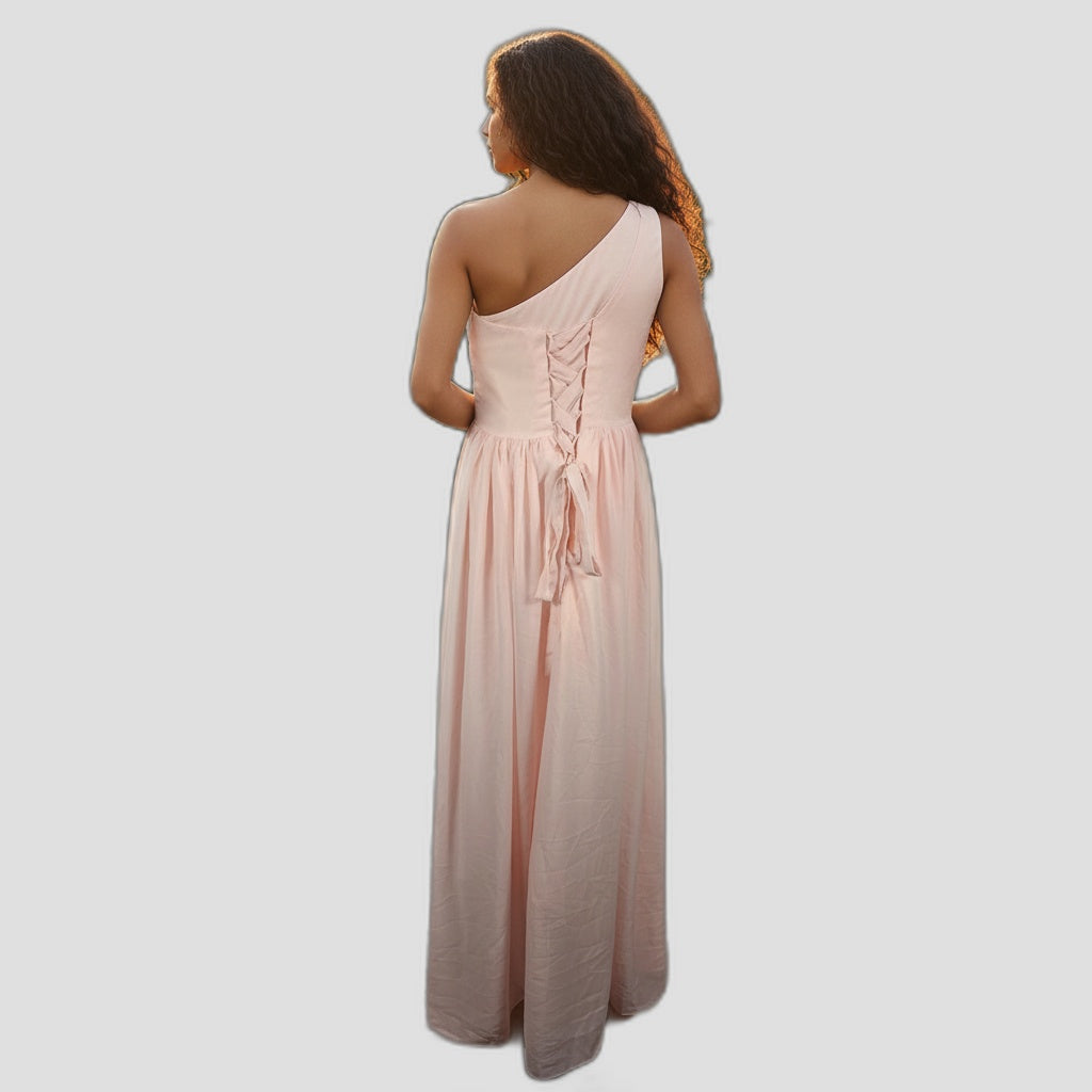 One-Shoulder Whimsy Maxi Dress - Perfectly Pink for Every Occasion!