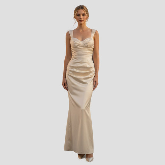 Dazzling Champagne Silk Gown for Red-Carpet Moments