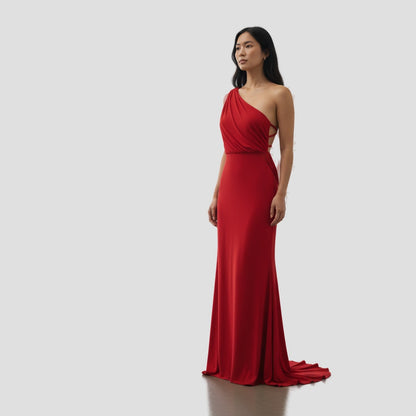 Dramatic Scarlet Backless Gown: Unleash Your Inner Diva