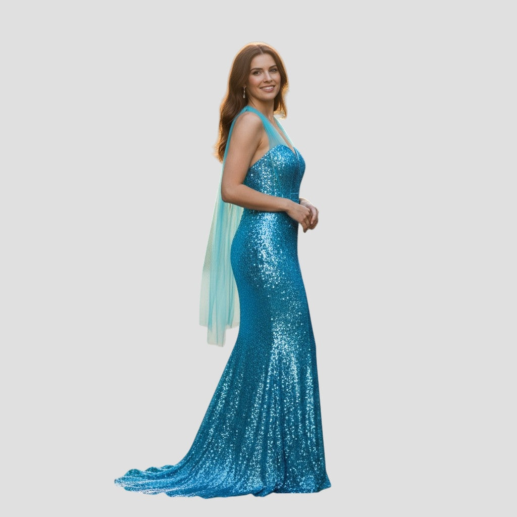 Aquamarine Dream Evening Gown: Sparkle & Shine!
