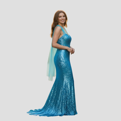 Aquamarine Dream Evening Gown: Sparkle & Shine!