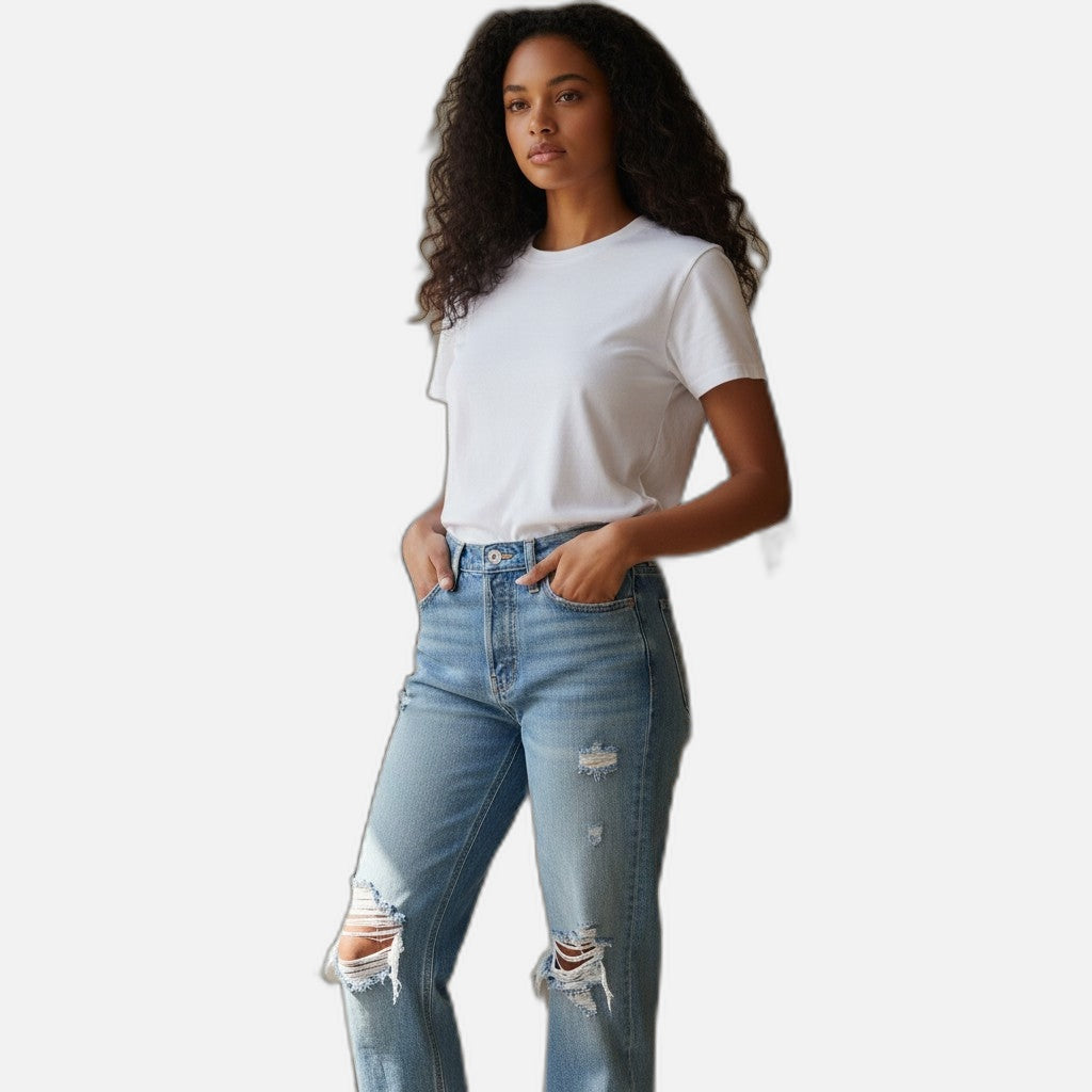 Vintage Vibes Distressed Relaxed Fit Women's Jeans