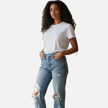 Vintage Vibes Distressed Relaxed Fit Women's Jeans