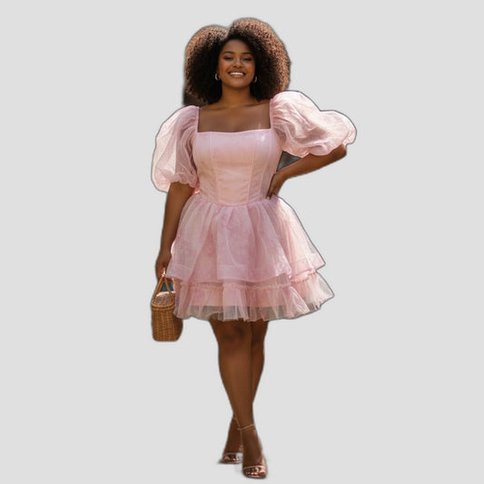 Whimsical Pink Puff Princess Dress
