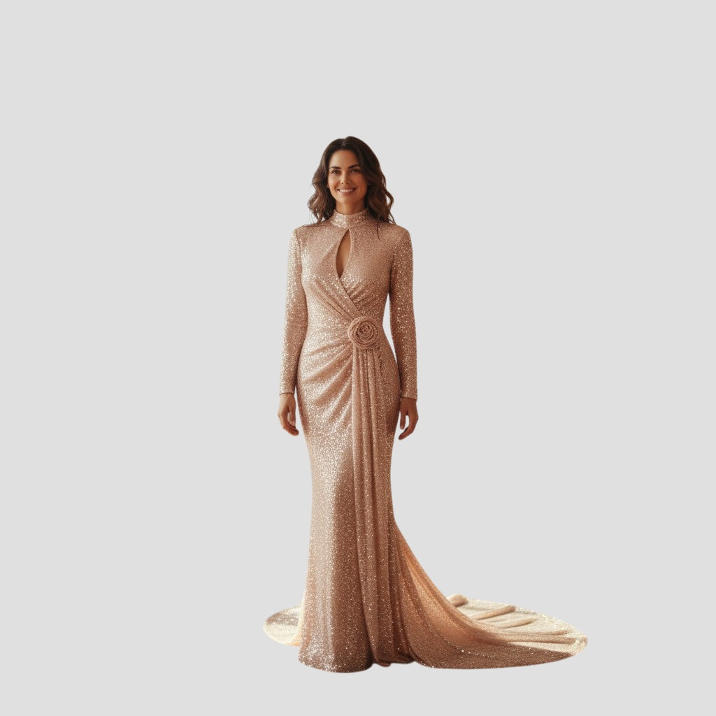 Glimmering Goddess: The Dazzling Evening Gown