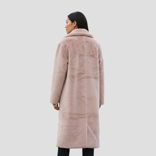 Luxuriously Cozy Blush Faux Fur Long Coat - Your Winter Hug!