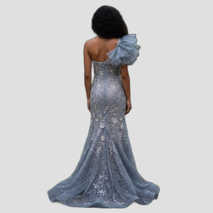 Ocean Dreams: One-Shoulder Elegance Gown