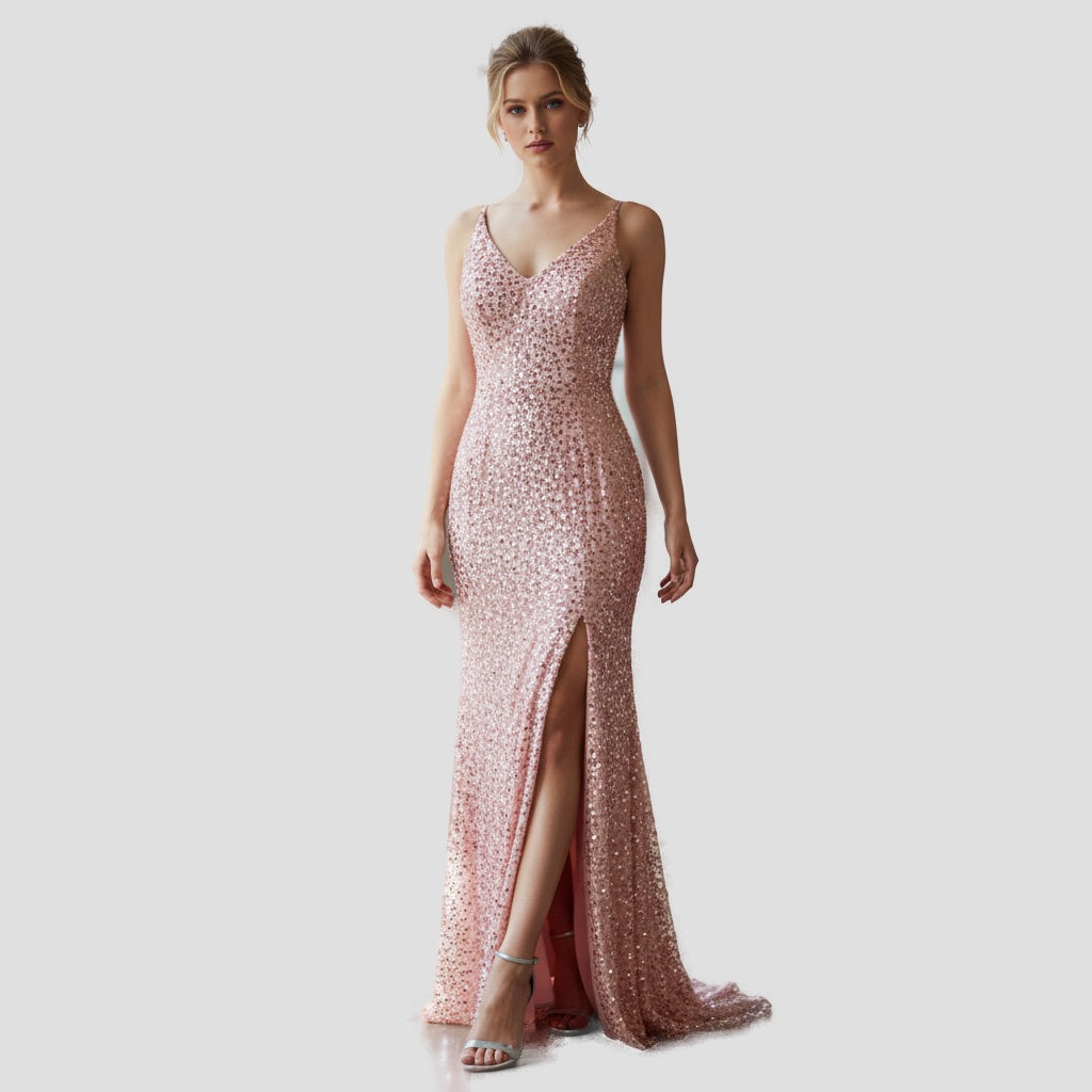 Dazzling Pink Sequin Gown: Ultimate Glamour Showstopper