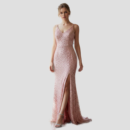 Dazzling Pink Sequin Gown: Ultimate Glamour Showstopper