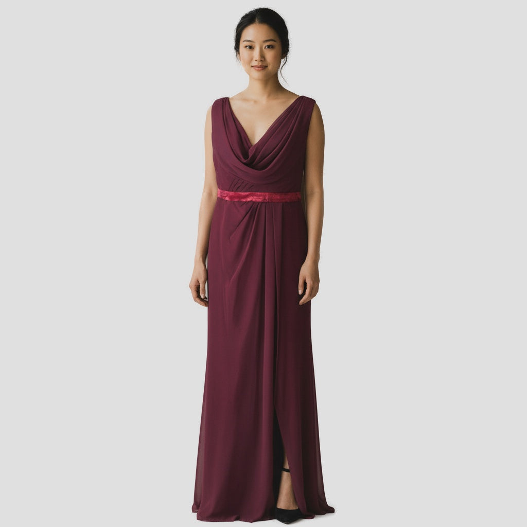Show-Stopping Maroon Maxi with Dramatic Lattice Back