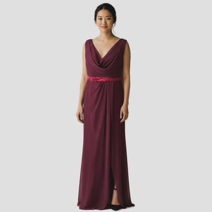Show-Stopping Maroon Maxi with Dramatic Lattice Back