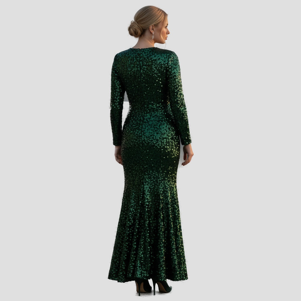 Emerald Sequined Gown for Unforgettable Nights