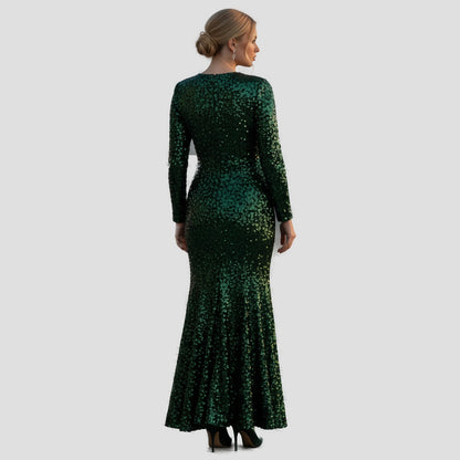 Emerald Sequined Gown for Unforgettable Nights