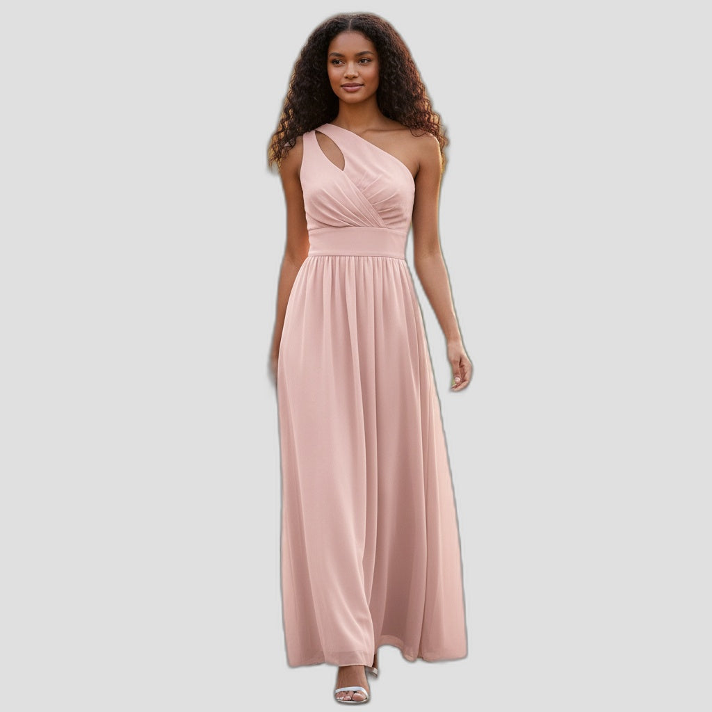 One-Shoulder Whimsy Maxi Dress - Perfectly Pink for Every Occasion!