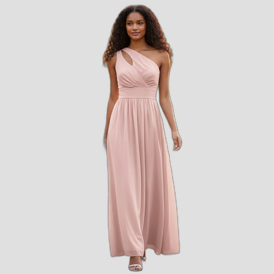 One-Shoulder Whimsy Maxi Dress - Perfectly Pink for Every Occasion!