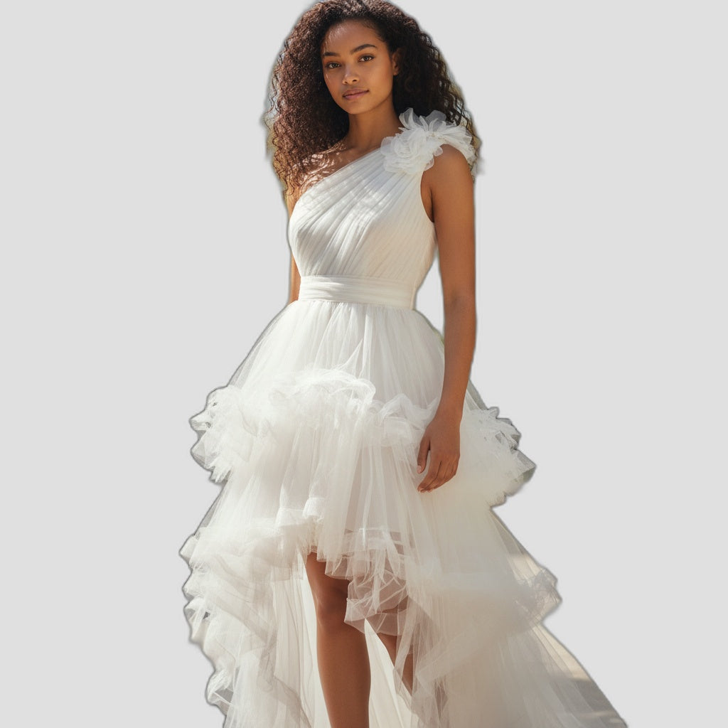 Whimsical Wonder: The One-Shoulder Tulle Dream Dress