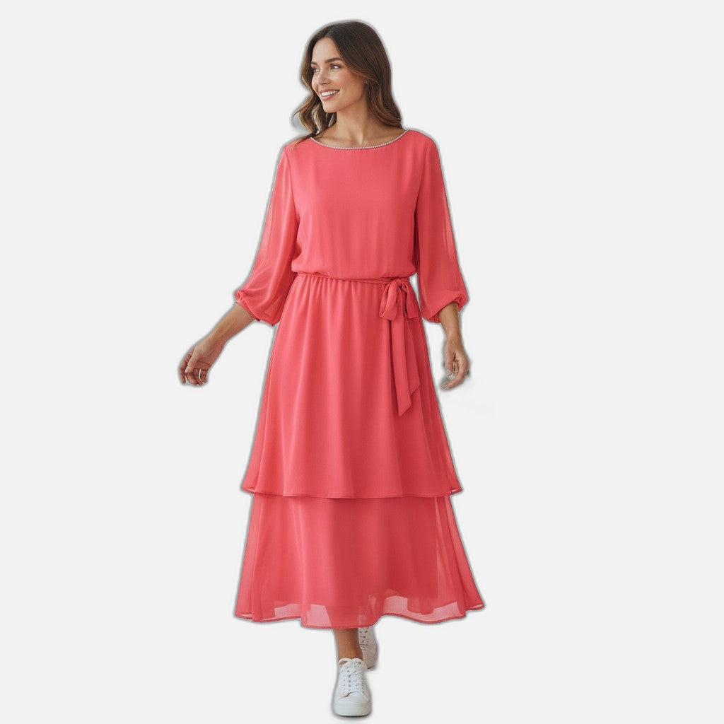 Blush & Bashful Tiered Delight Dress