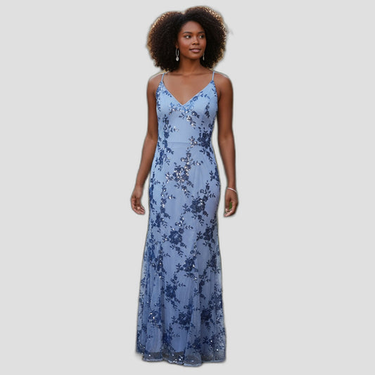 Blue Blossom Glamour Gown: A Sea of Sparkle