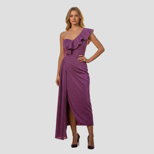 Radiant Raspberry One-Shoulder Glam Gown