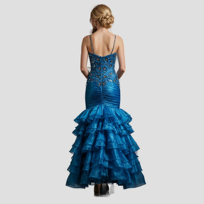 Putros Couture Dazzling Oceanic Ruffled Gown for Gala Glamour