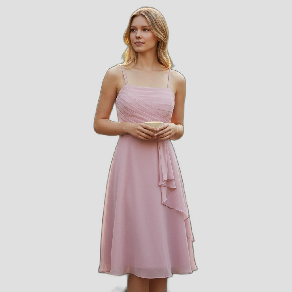 Elegant Pink Chiffon Dress for Wedding & Formal Events