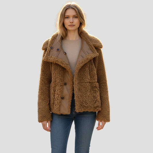 Fierce Cognac Reversible Shearling Jacket: Cozy Command for Every Adventure