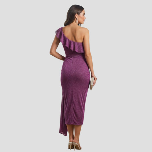 Radiant Raspberry One-Shoulder Glam Gown