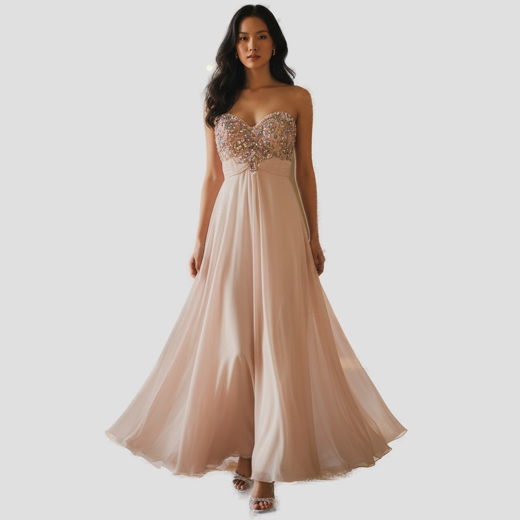 Glamorous Blush Dream Gown with Dazzling Sequins for Celebrations