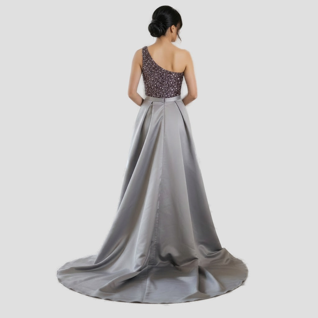 Dazzling One-Shoulder Sequined Gown for Show-Stopper Moments