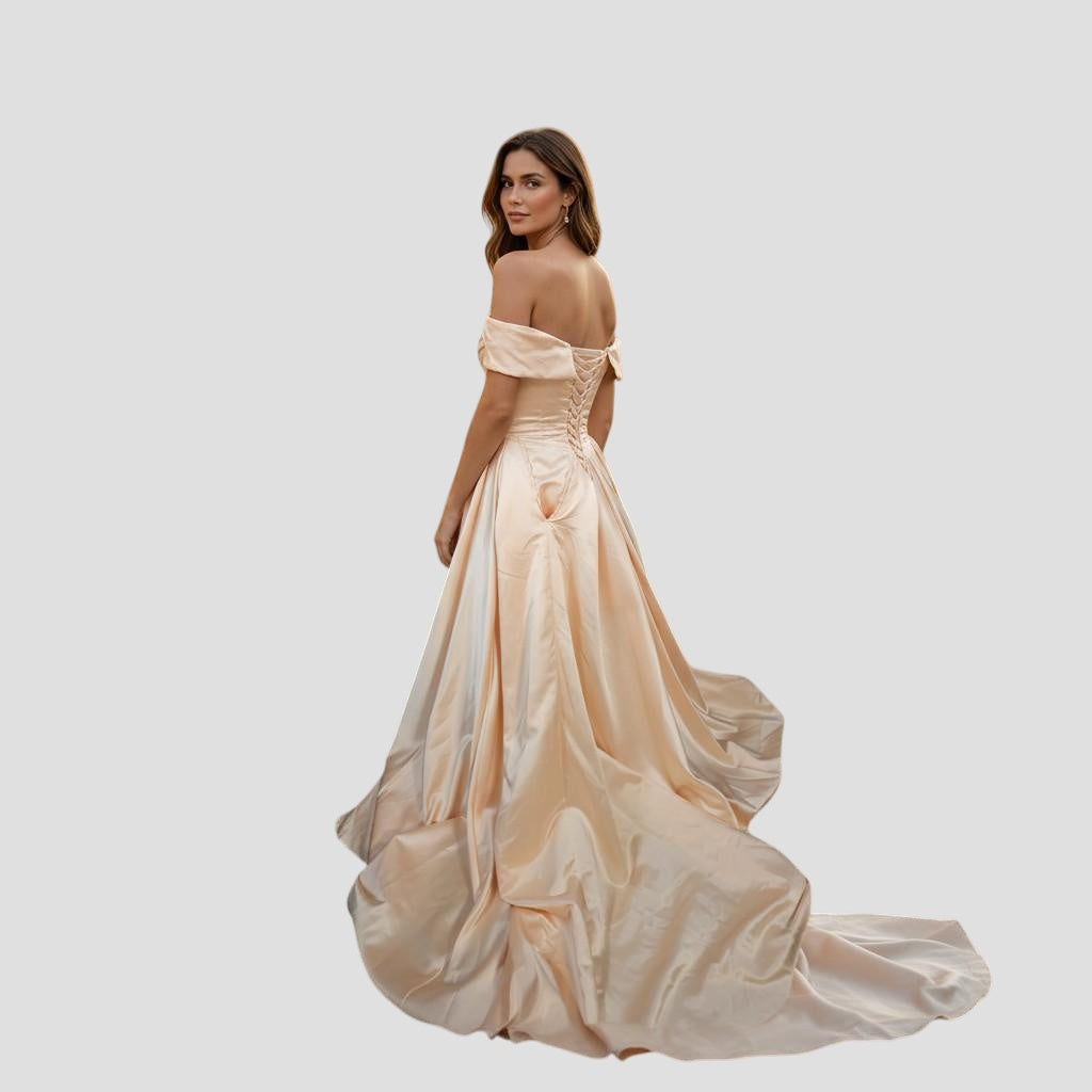 Peach Dreams Satin Ballgown - Feel Like Royalty!
