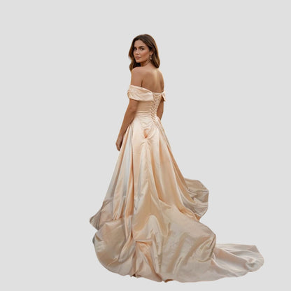 Peach Dreams Satin Ballgown - Feel Like Royalty!