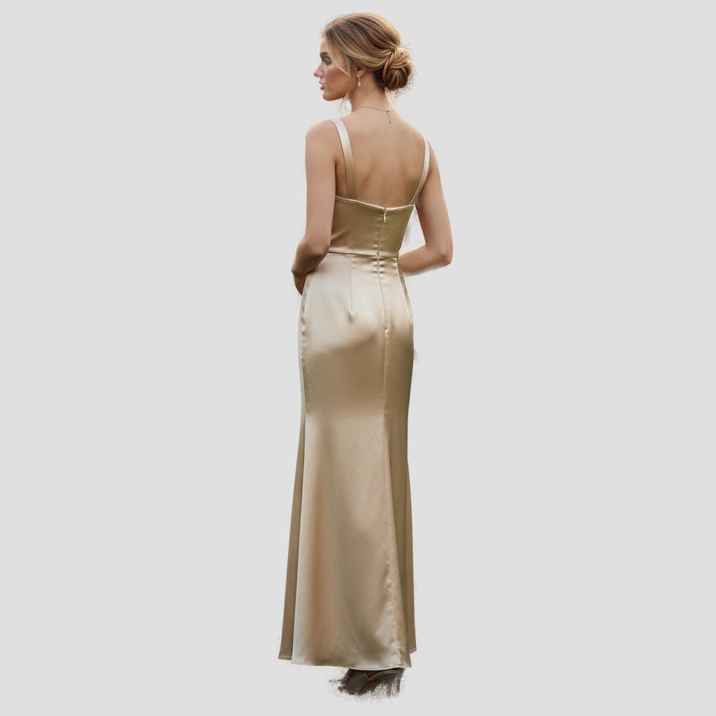 Dazzling Champagne Silk Gown for Red-Carpet Moments