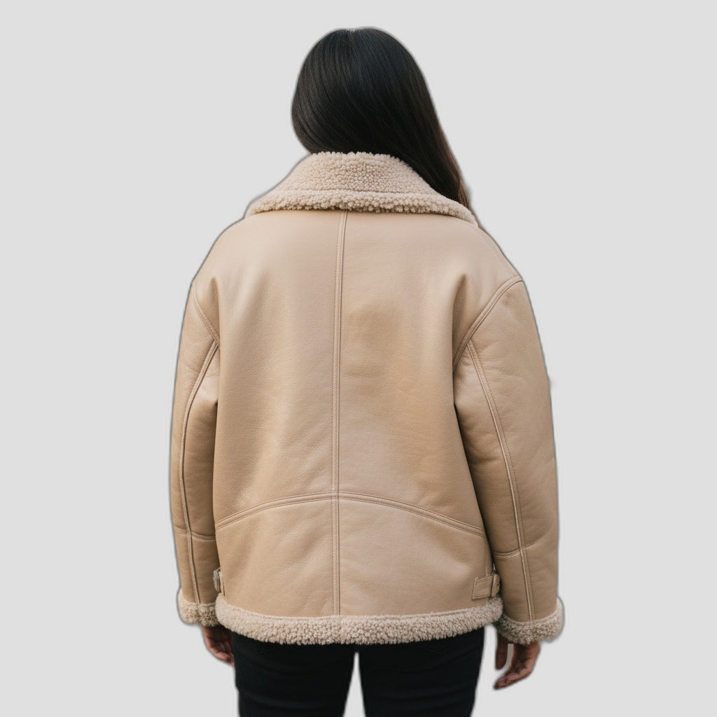 Bold Tan Reversible Shearling Jacket: Fierce Winter Warmth