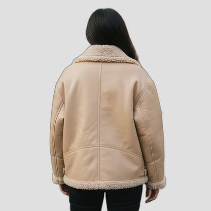 Bold Tan Reversible Shearling Jacket: Fierce Winter Warmth