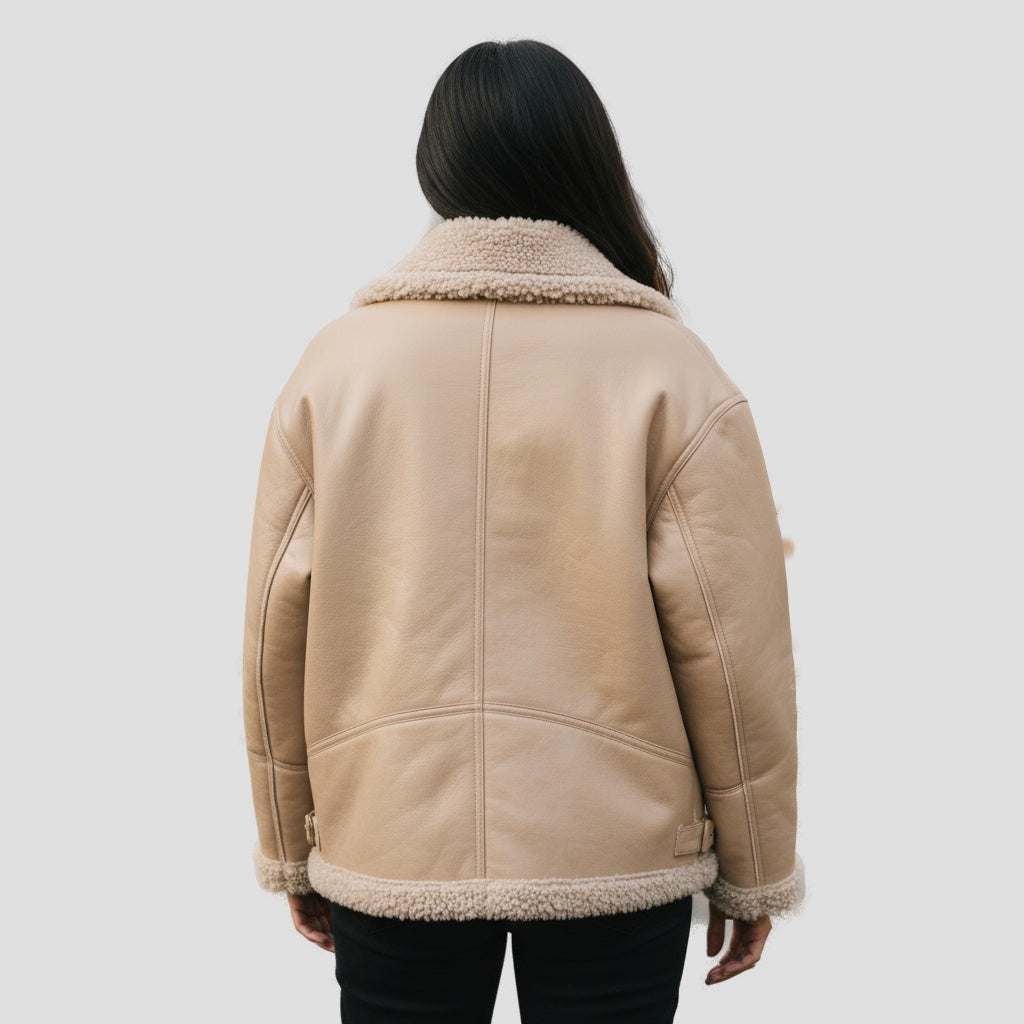 Bold Tan Reversible Shearling Jacket: Fierce Winter Warmth