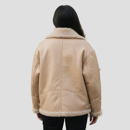 Bold Tan Reversible Shearling Jacket: Fierce Winter Warmth