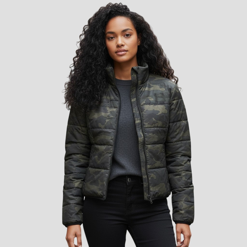 Moto Puffer Jacket Camouflage - Zip Up & Stand Out!