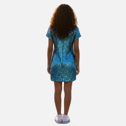 Dazzling Sequin Knee-Length Dress For Girls