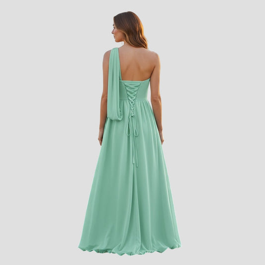 Seafoam Dream: The One-Shoulder Whisper Dress