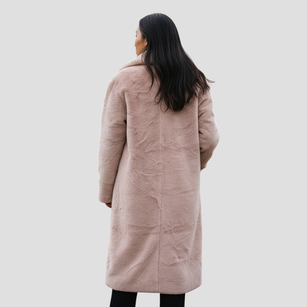 Luxuriously Cozy Blush Faux Fur Long Coat - Your Winter Hug!
