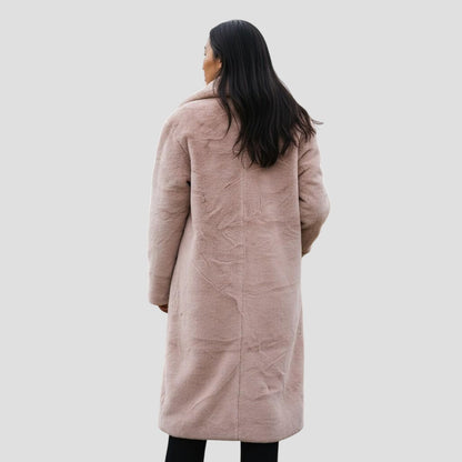 Luxuriously Cozy Blush Faux Fur Long Coat - Your Winter Hug!