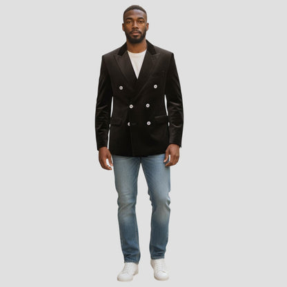 Velvet Victory: The Double Button Chic Blazer