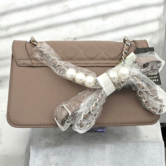 Chic Quilted Pearl-Studded Crossbody Bag