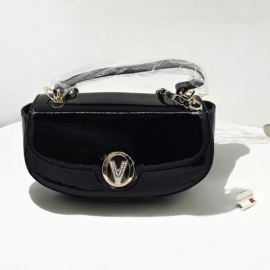 Glossy Valentino Orlandi Mini Bag with Chic Gold Chain