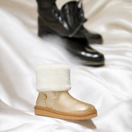 Julia Faux Fur Trim Metallic Leather Boot