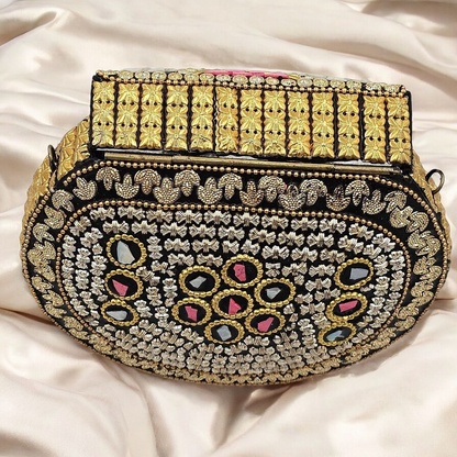 Dazzling Mosaic Beaded Handbag - , Gold & Glam