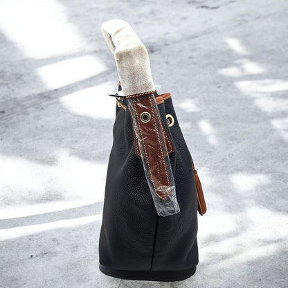 Pebble Grain Kendall Crossbody Leather Bucket Handbag