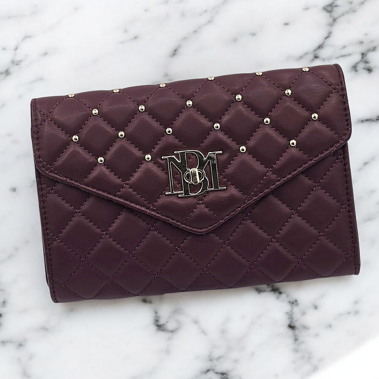 Chic Quilted Plum Wallet with Studded Flair