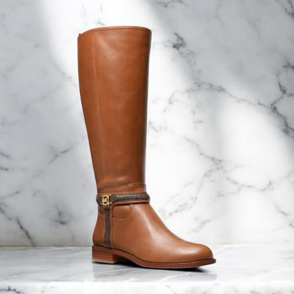 Mindy Leather and Signature Logo Trim Boot